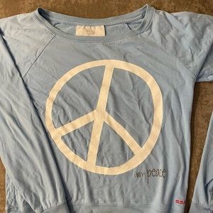 Peace Love World Blue Sweater